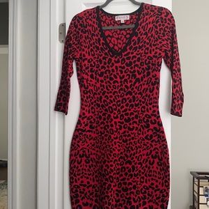 Nanette Lepore leopard print sweater dress